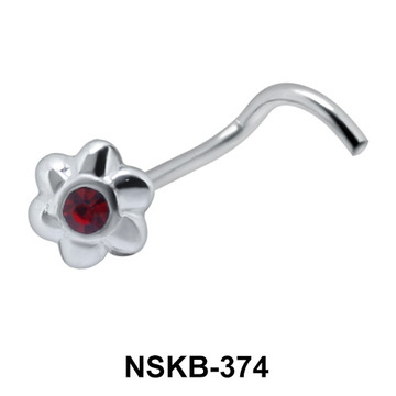 Stony Flower Silver Curved Nose Stud NSKB-374